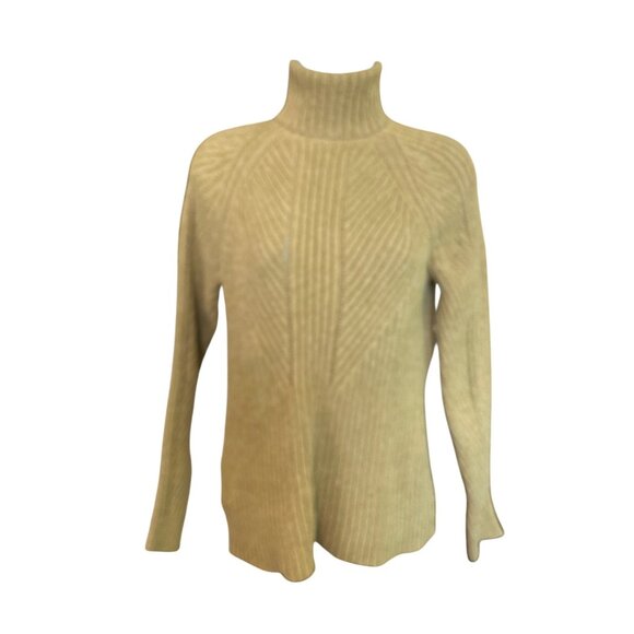 Sundance Turtleneck Sweater M Beige Ribbed Knit  Pullover Cozy Chic Minimalist - Picture 2 of 7